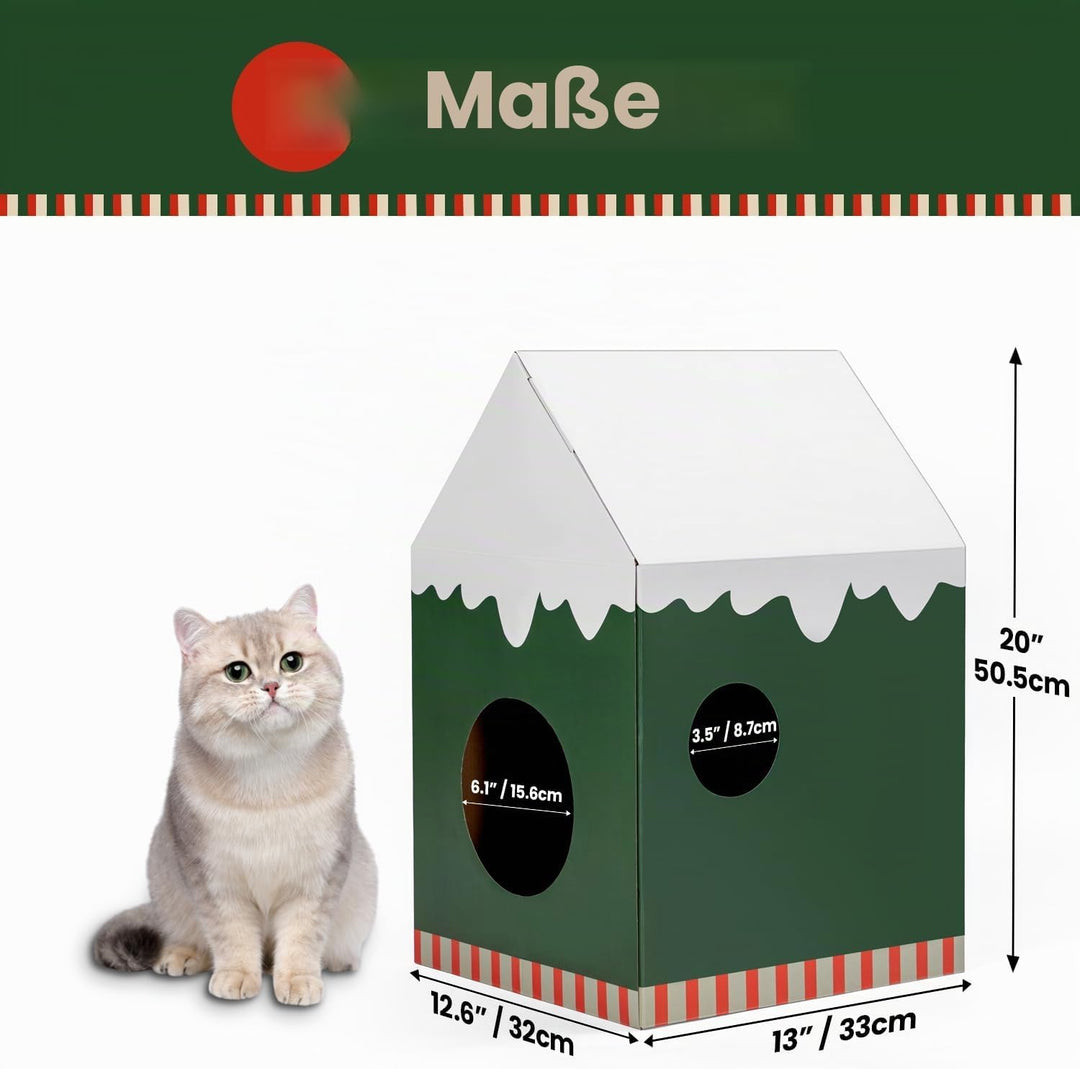 Conlun Katzenhaus mit Kratzbrett &amp; Katzenminze, Leicht zu Montieren - Kratzhöhle für Wohnungskatzen,
