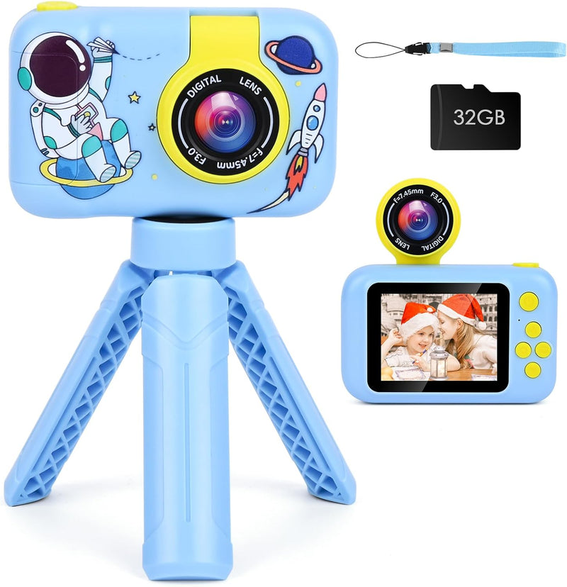 Kinderkamera, GuKKK Kinder Kamera 1080P HD Bildschirm, 2.4in Digitalkamera mit 32GB-Karte, Selfie Di