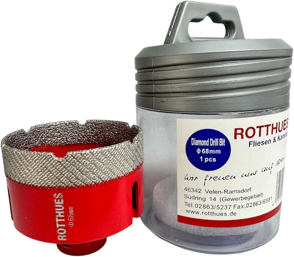 Matrix Diamant-Bohrkrone Hohlbohrer Ø68 x15x60 mm Rot M14 Segmenthöhe 15 mm für Fliesen Porzellan Ke