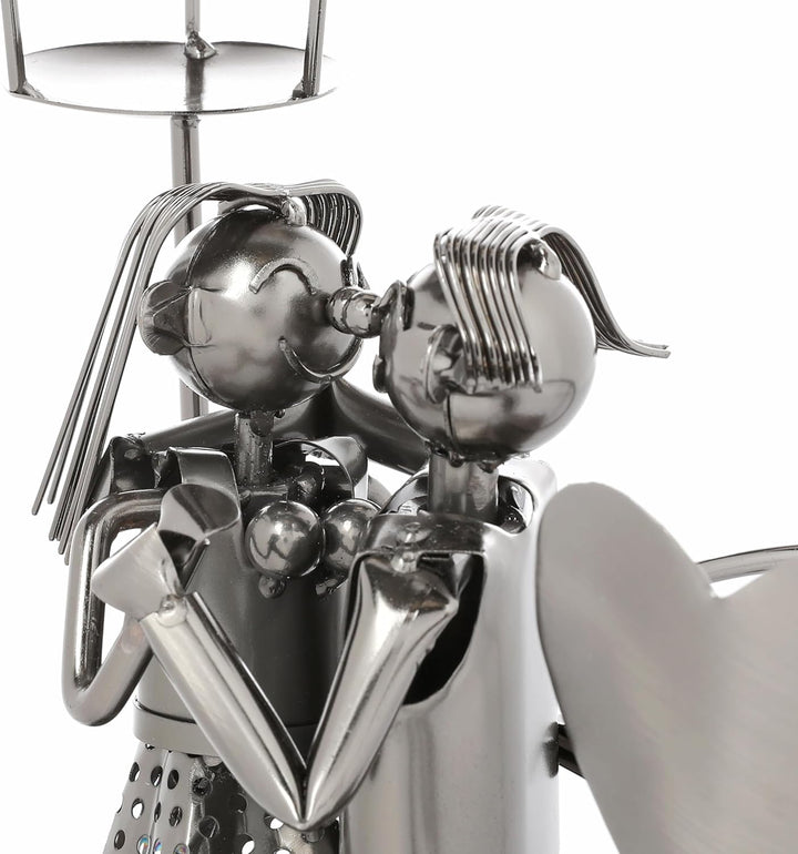 Nordstern Flaschenhalter Tanzpaar mit Laterne für Teelicht - Weinhalter mit Grusskarte als Paargesch