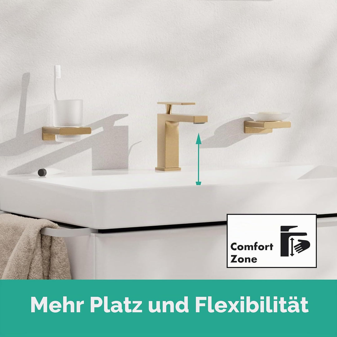 hansgrohe Tecturis E - Waschtischarmatur mit Zugstangen-Ablauf, energiesparend (CoolStart), Wasserha