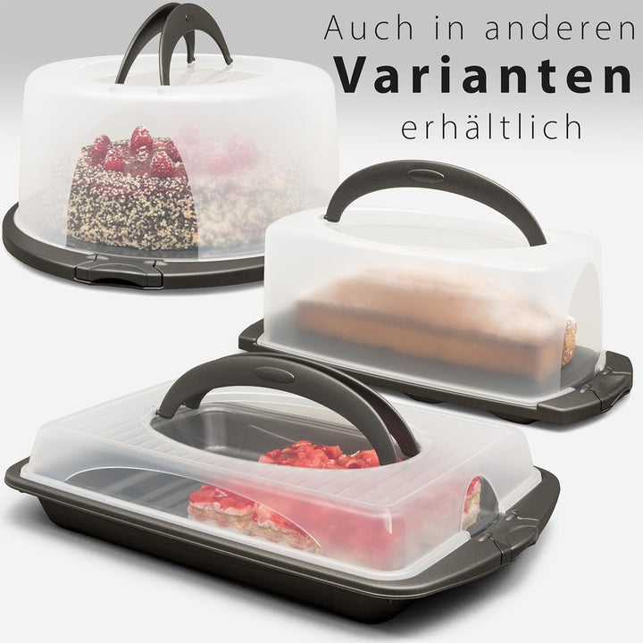 Hausfelder Kuchen Transportbox rechteckig mit Deckel, Kuchentransportbox für Blechkuchen, Kuchenbehä