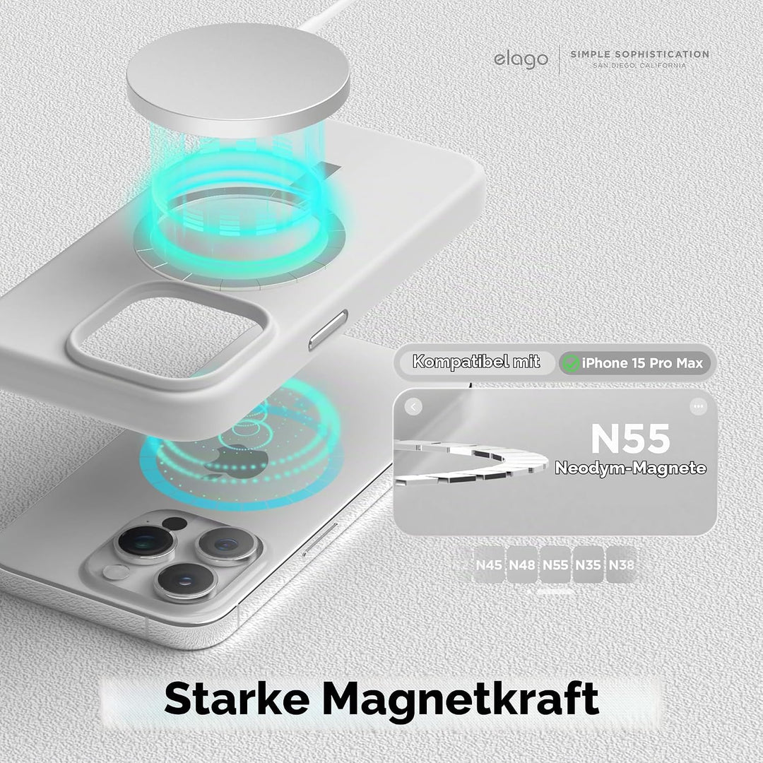 elago Magnetische Silikonhülle Kompatibel mit iPhone 15 Pro Max Hülle, Kompatibel mit MagSafe Alles