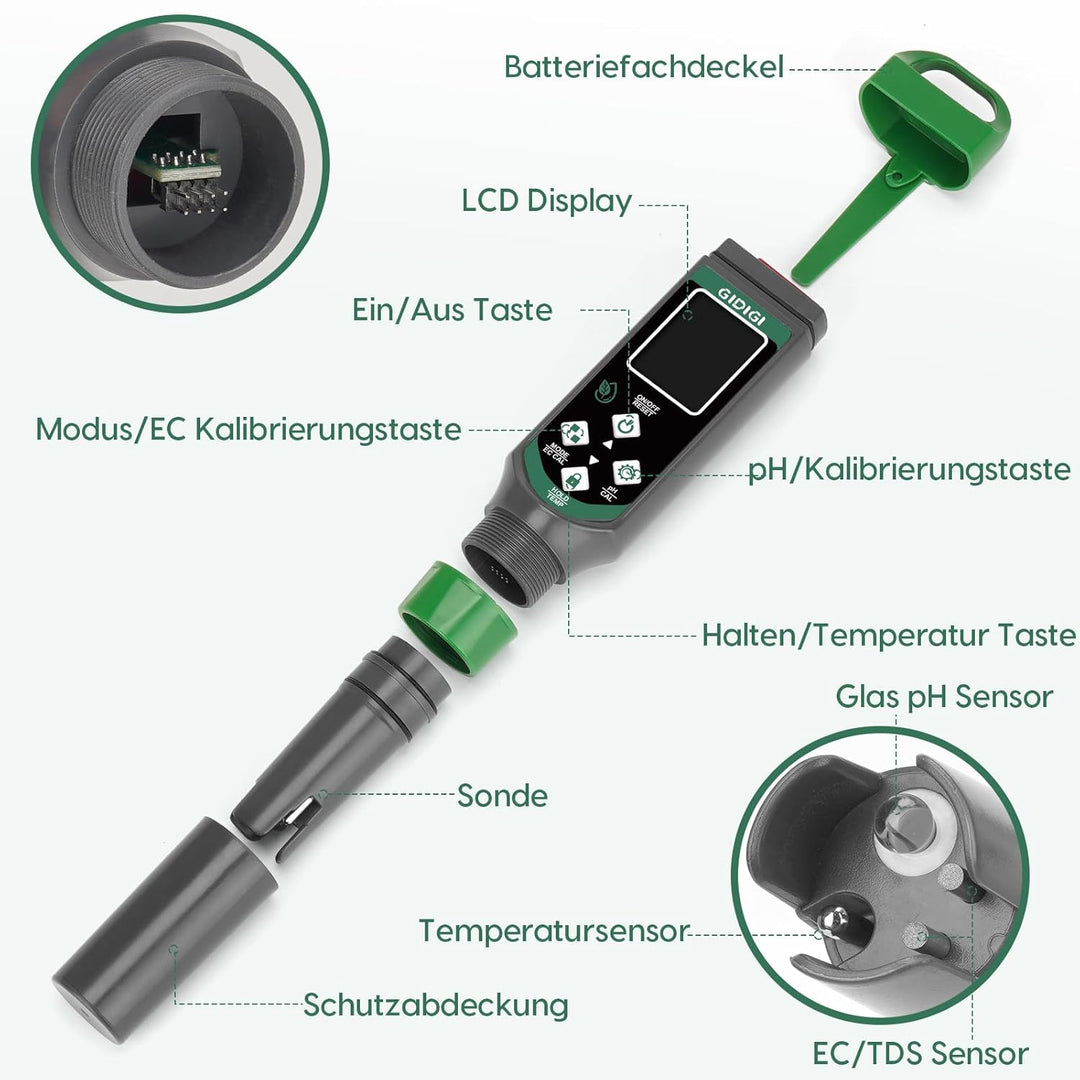 pH Messgerät für Hydrokulturen, pH Messgerät für Pool, TDS EC Messgerät mit Farbdisplay, pH Wert Was