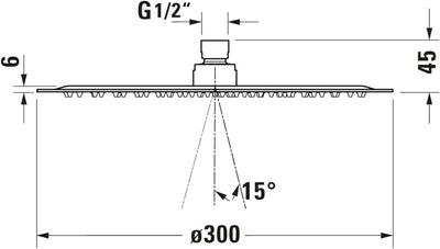 Duravit Universal Duschkopf aus Edelstahl, Duschbrause mit Strahlart Rain, Duscharmatur rund (Ø 300