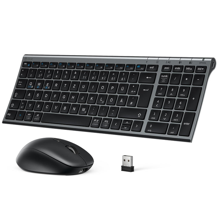 iClever Bluetooth Tastatur mit Maus, Tastatur Maus Set Kabellos,Wiederaufladbare Dualmodus (Bluetoot