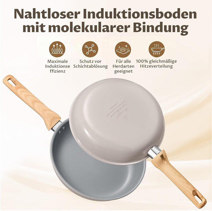 BLAZANT Keramik Pfannenset Induktion, 3-teilig Antihaft pfanne 20/24/28 cm | Gesundes Bratpfannen Se