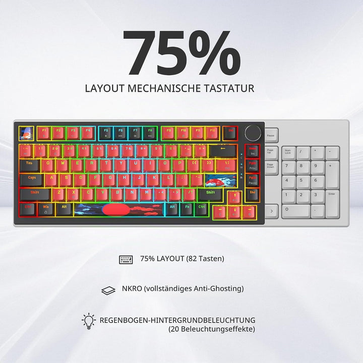 SOLIDEE Verkabelte 75% Mechanische Gaming-Tastatur,hot-swap-fähige Mechanische Tastatur mit Gasket S