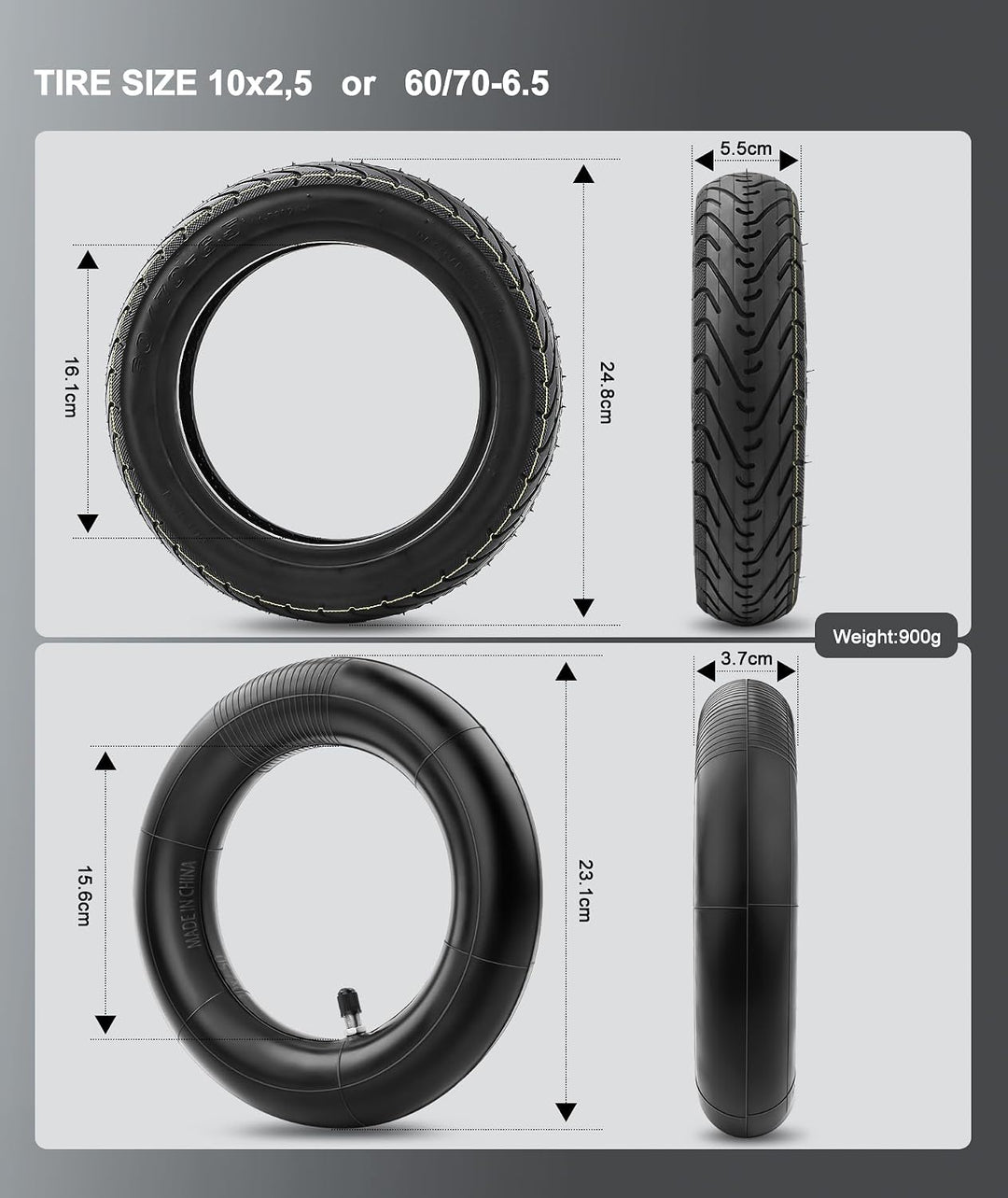 SYACHI Reifen 60/70-6.5 Tubeless Reifen Ersatzräder und Elektroroller Schlauch 10 Zoll Scooter Ersat
