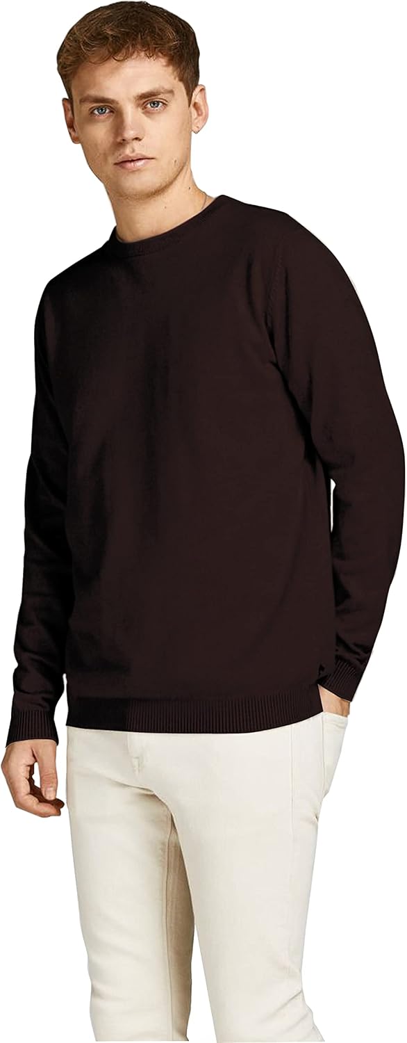 JACK & JONES Male Strickpullover Einfarbig Strickpullover M Braun (Mulch), M Braun (Mulch)