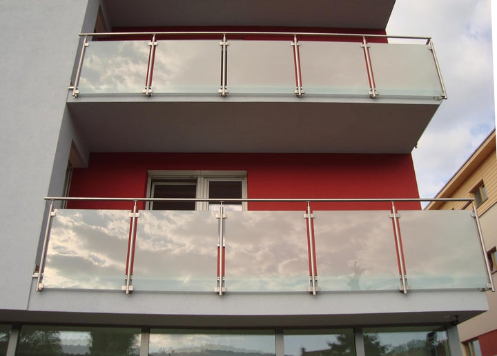 Sellon24® Glashalter 4 Stück Edelstahl Glasklemmen Klemmhalter für Geländer Balkon Rund V2A 40 x 50