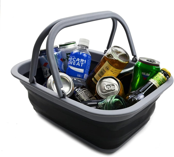 SAMMART 9,2 l Faltbare Wanne mit Griff – tragbarer Picknickkorb für den Aussenbereich – Faltbare Ein