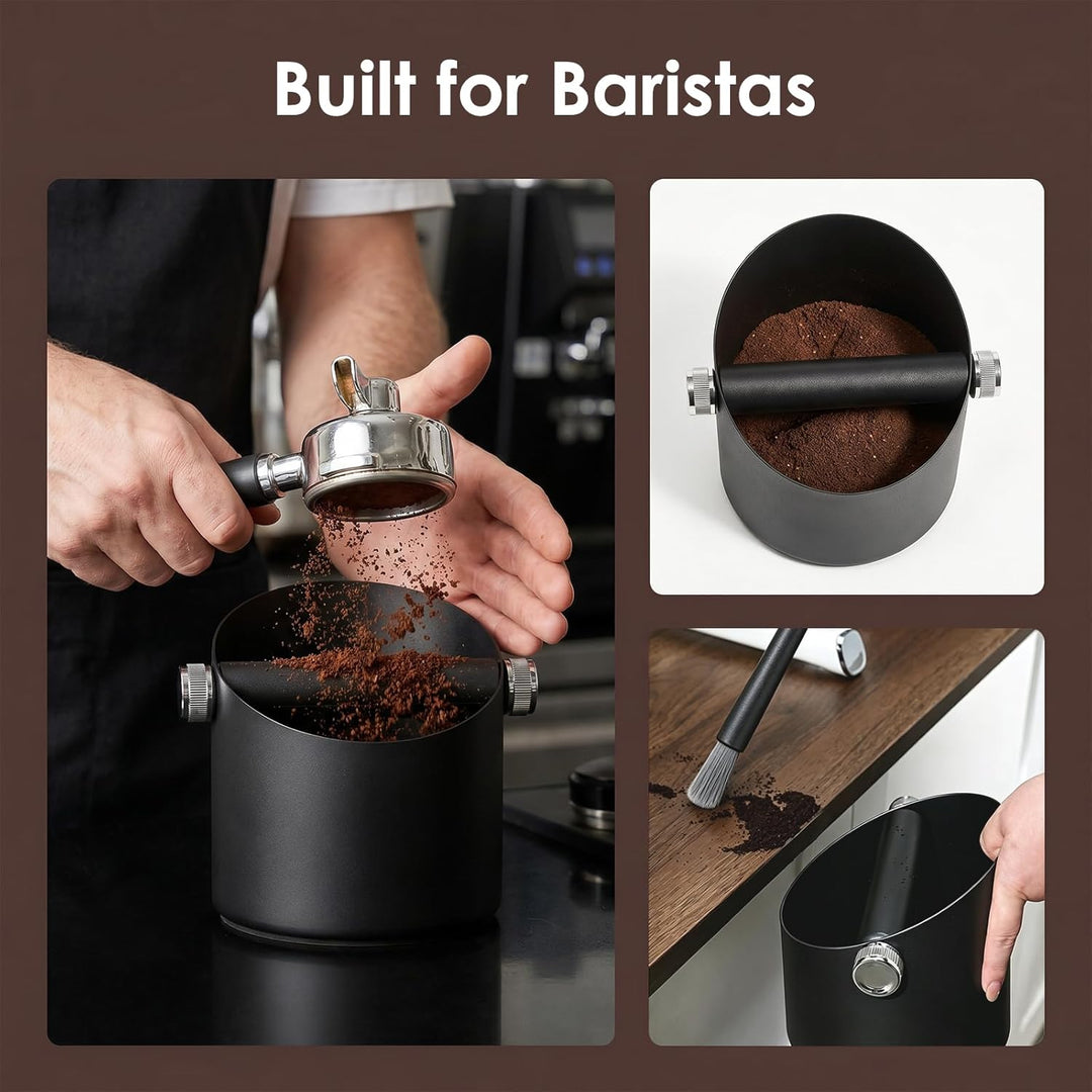 Ideal Swan Abklopfbehälter für Siebträger, Espresso Abklopfbehälter Kaffeesatz, Edelstahl Knock Box,