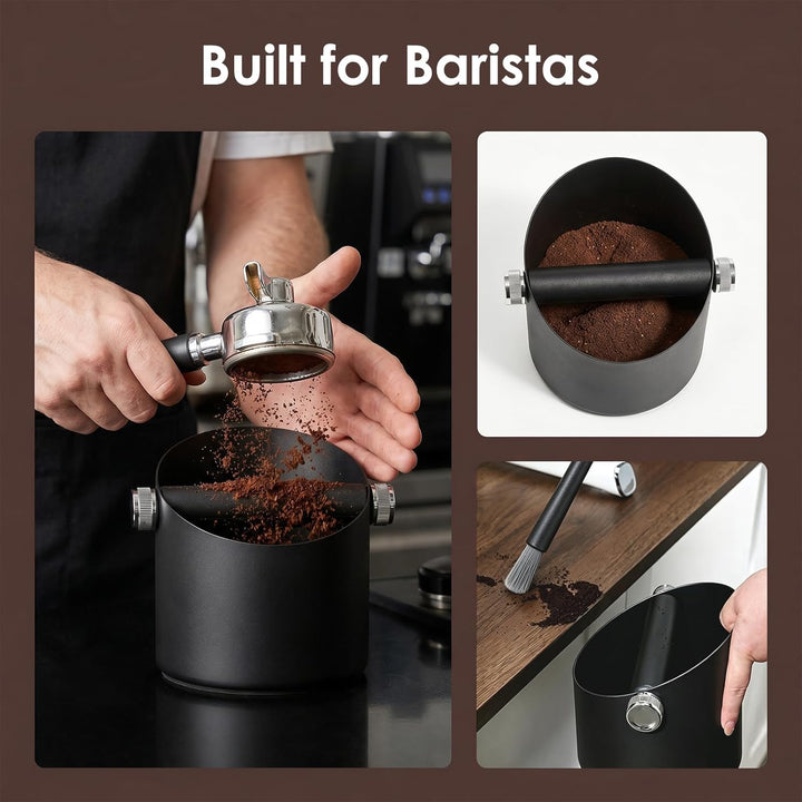 Ideal Swan Abklopfbehälter für Siebträger, Espresso Abklopfbehälter Kaffeesatz, Edelstahl Knock Box,
