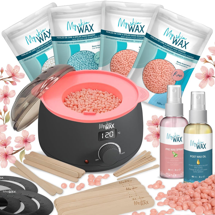 Wachswärmer professionell, Digitales Waxing Set mit Silikonschale, 400 g hypoallergenes Heisswachs:
