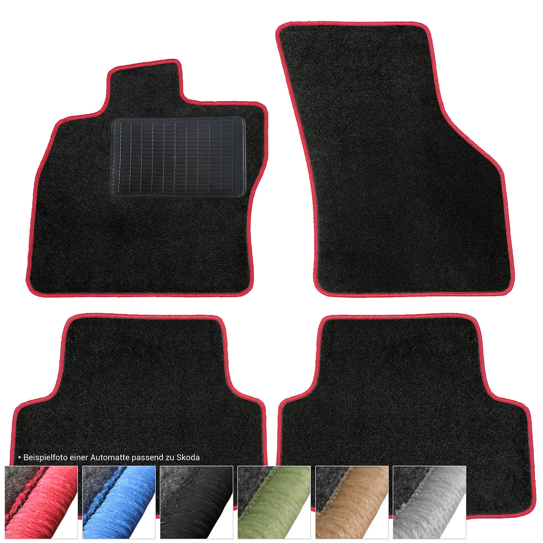 moto-MOLTICO Fussmatten Auto Velours Autoteppiche Schwarz Automatten Set 4-teilig passend für Skoda
