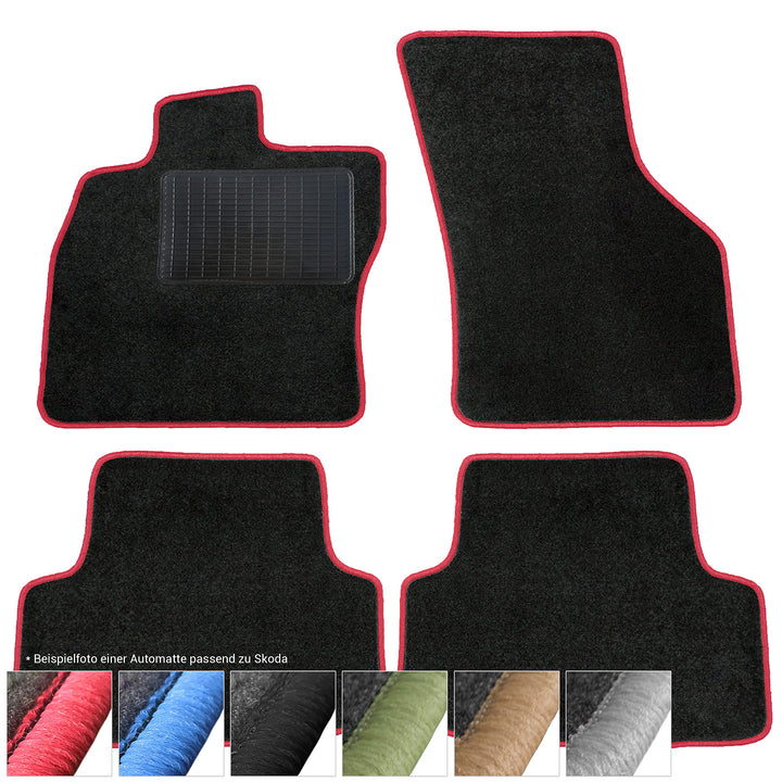 moto-MOLTICO Fussmatten Auto Velours Autoteppiche Schwarz Automatten Set 4-teilig passend für Skoda