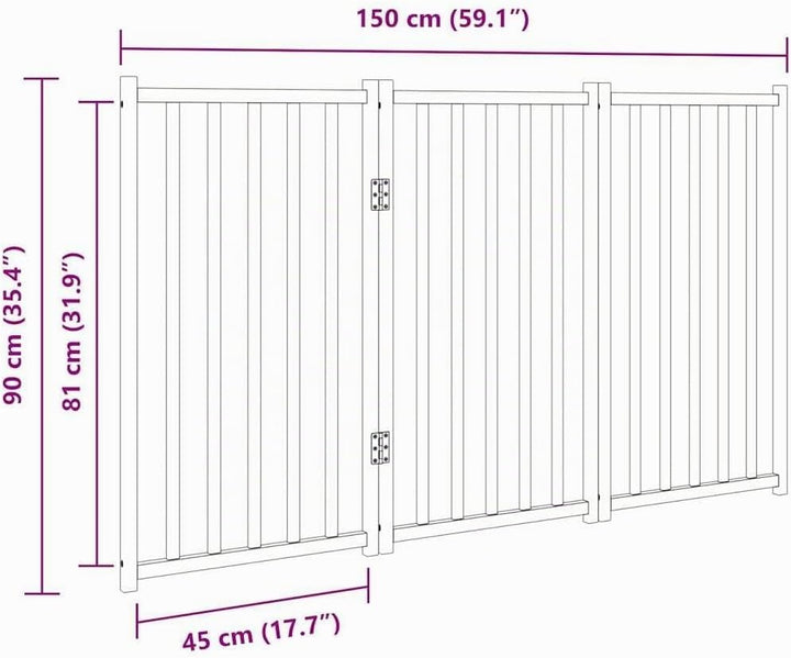 vidaXL 3-TLG. Hundetor Faltbar 150 cm Massivholz Tanne 150 cm Length Braun, 150 cm Length Braun