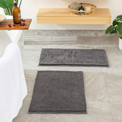MIULEE 2er-Set Chenille Badezimmerteppich rutschfeste Badematte Badvorleger Waschbar Badteppich Dusc