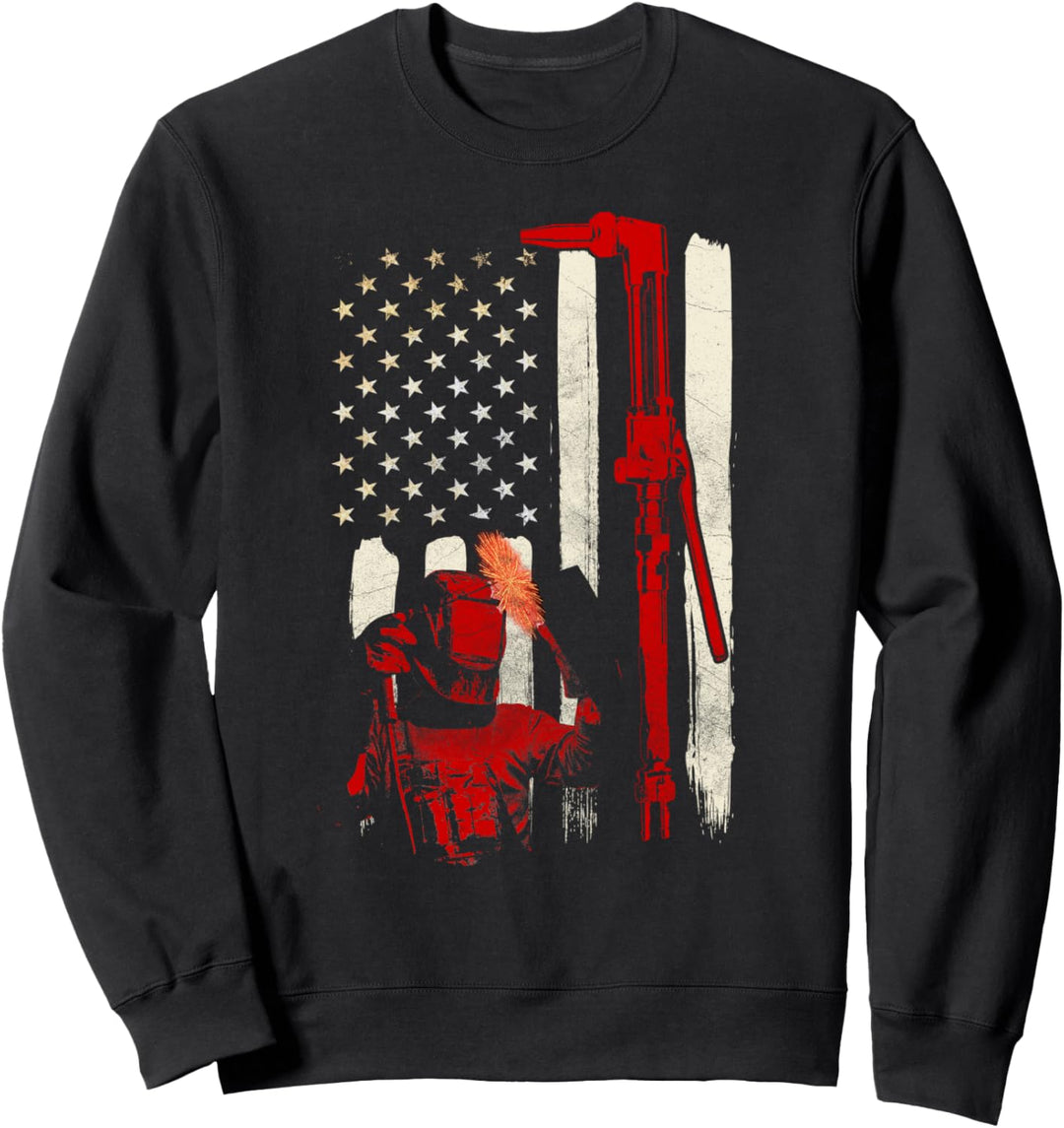 Welder Gifts Funny Welding Patriotic American Flag Sweatshirt