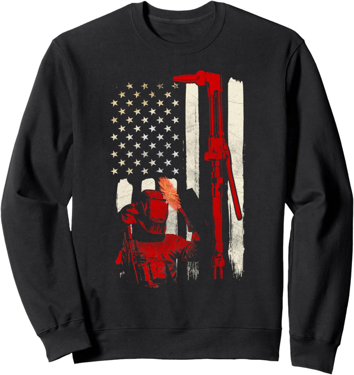 Welder Gifts Funny Welding Patriotic American Flag Sweatshirt