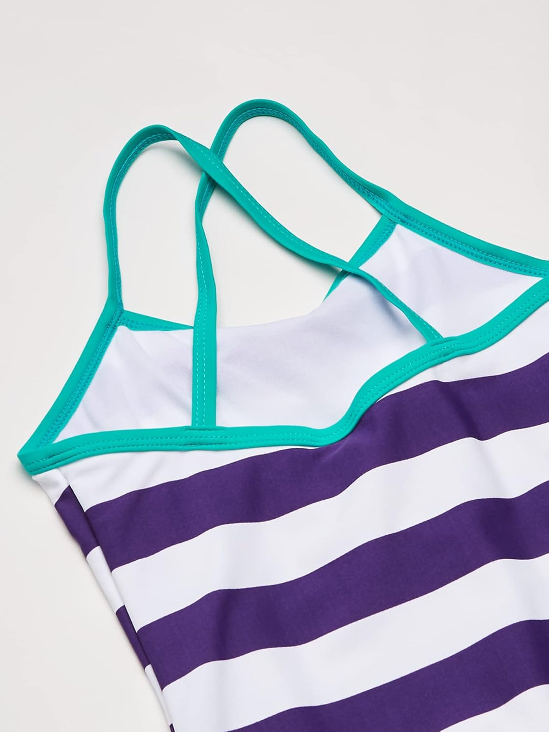 Kanu Surf Girls' Big Beach Sport Banded 1 Piece Swimsuit, Layla Purple Stripe, 7
