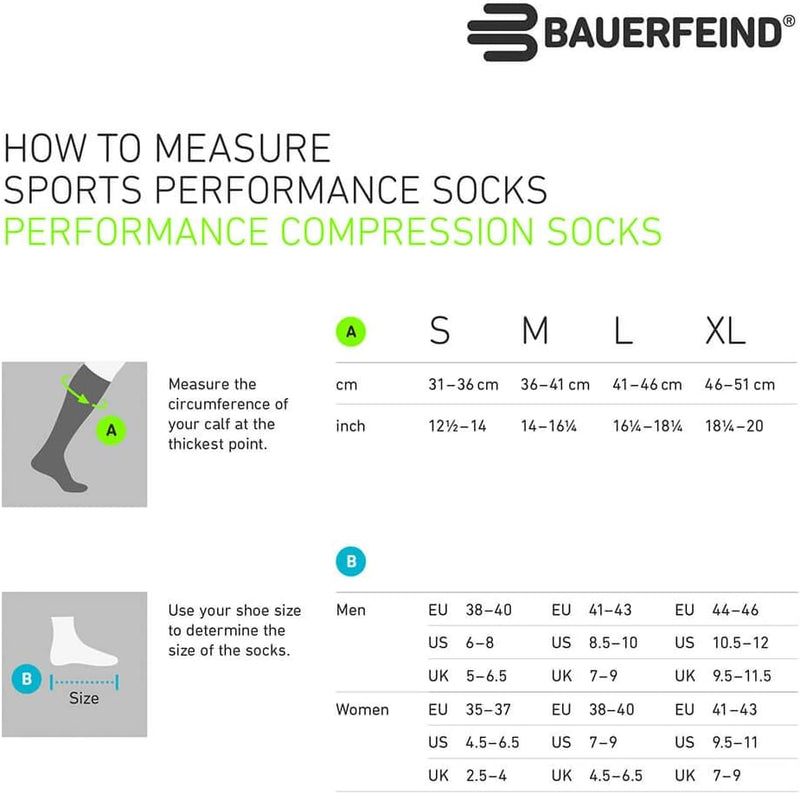 BAUERFEIND Herren Run Performance Laufsocken, Kniestrümpfe mit Targeted Compression Zone 41-43 / M P