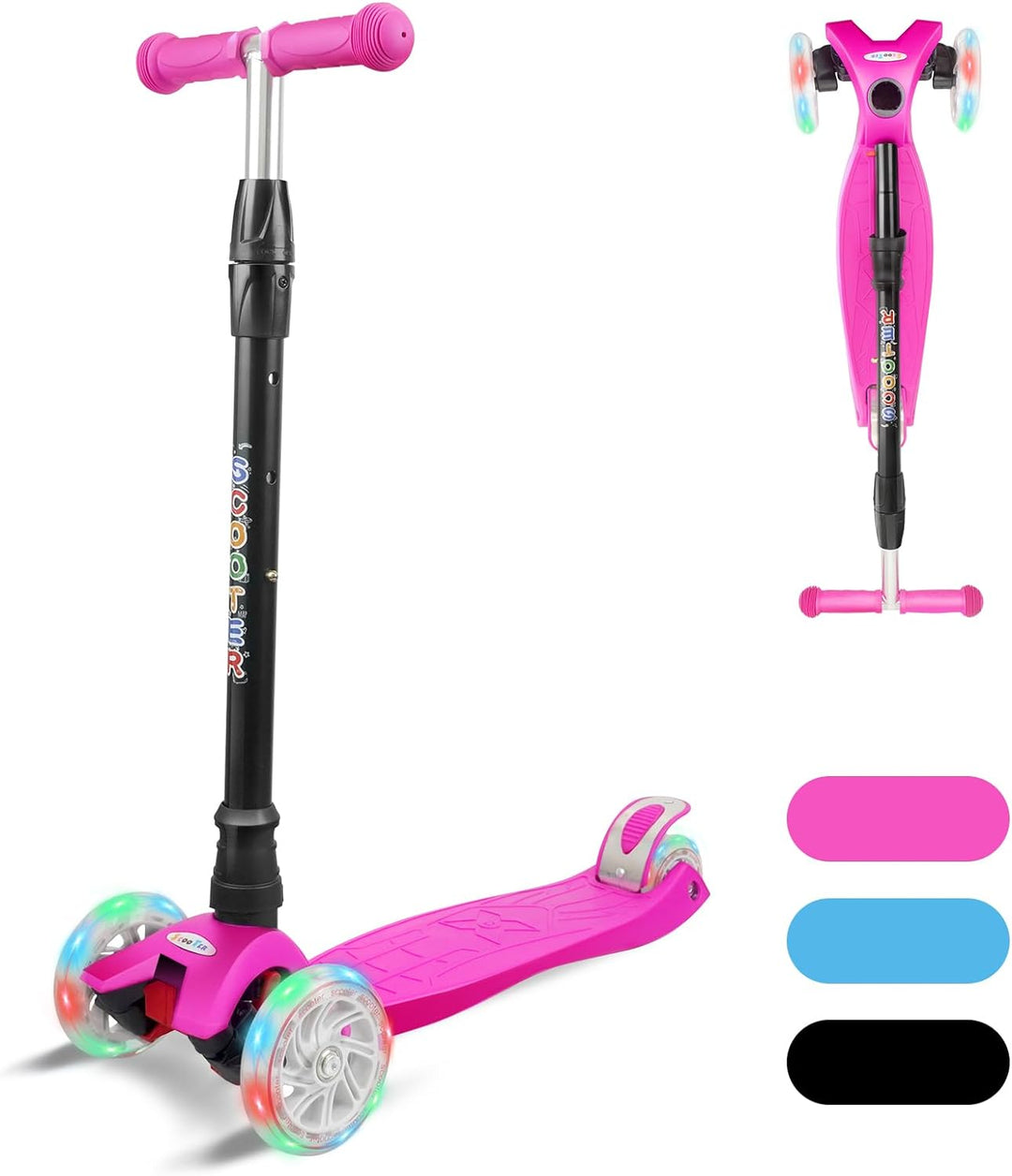 KORIMEFA Scooter Kinder Roller, Dreiradscooter mit PU LED Räder, Leuchtenden Räder, Faltbarer Höhenv