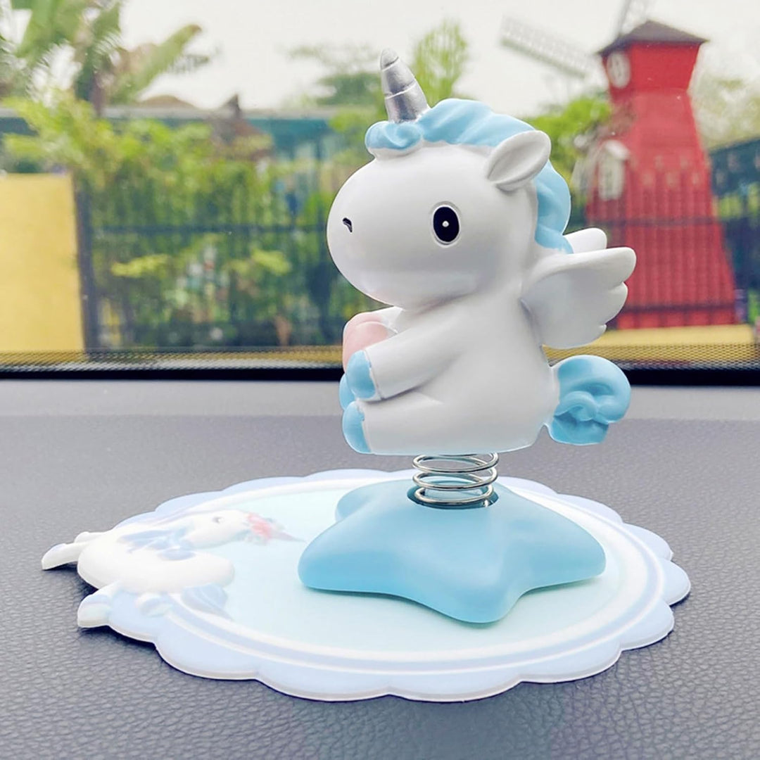 2 Stücke Wackelfigur Einhorn Figuren,Einhorn-Wackelfigur mit Wackelkopf Einhorn Auto Ornament Autozu