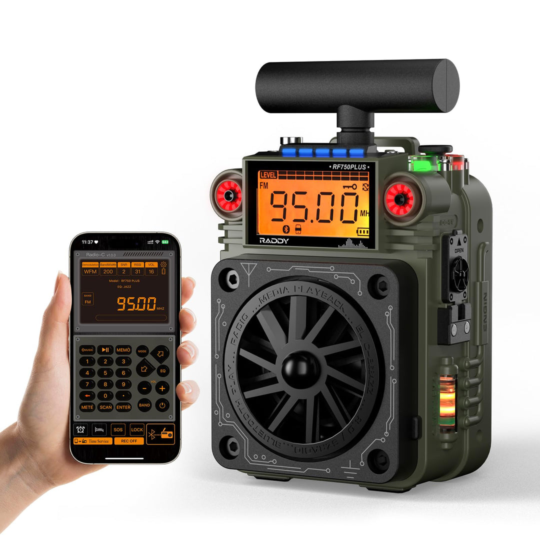 Raddy RF750 Plus AM FM SW Kurzwellenradio, tragbares Miniradio mit APP-Steuerung, 297 voreingestellt