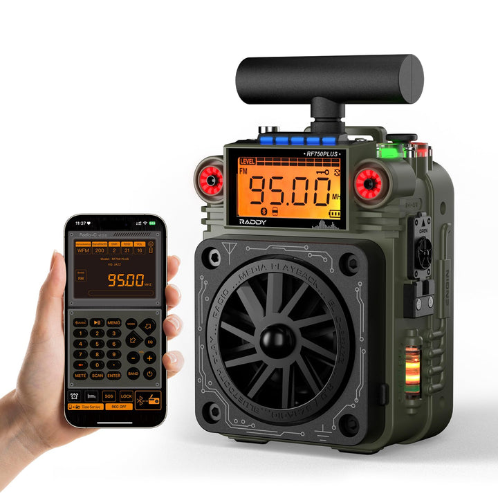 Raddy RF750 Plus AM FM SW Kurzwellenradio, tragbares Miniradio mit APP-Steuerung, 297 voreingestellt