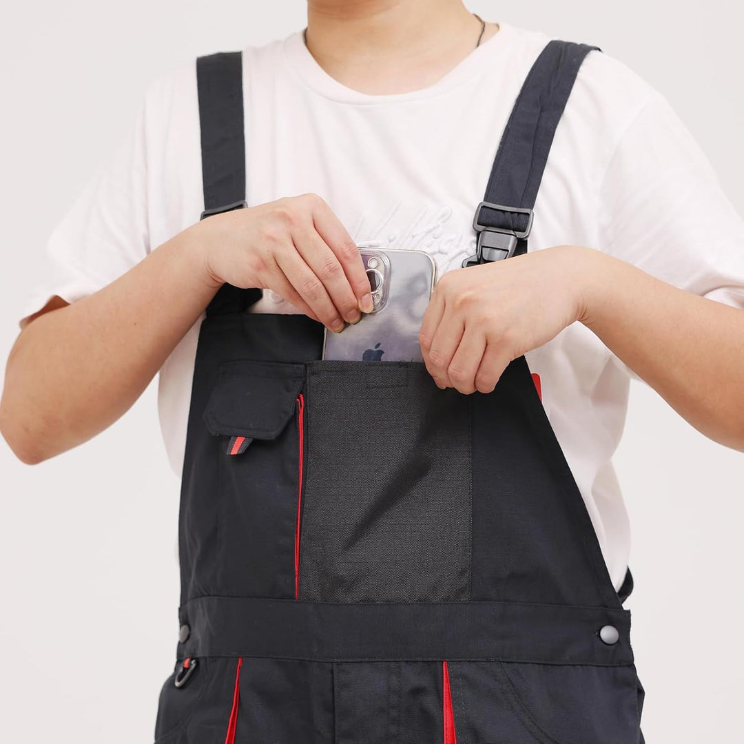 WORK IDEA Herren-Arbeitslatzhose mit Oxford-Knietaschen; strapazierfähige Leinwand Schwarz S, Schwar