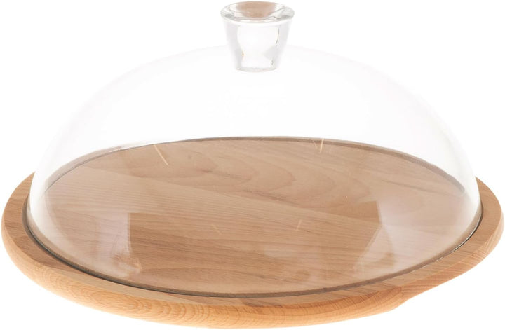 AMBITION Käseglocke Servierbrett ø33,5 cm aus Holz mit Glasdeckel Kuchenbehalter Sophie (ø33,5 cm)