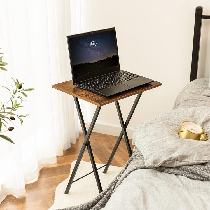 HOOBRO Beistelltisch, Klappbar Tablett Tisch, Sofatisch, TV Tray im Industriestil, Einfach Montierba