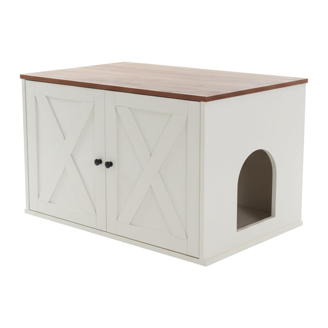 Relaxdays Katzenschrank f. Katzentoilette, Separate Trennwand, Eingang, Katzenklo verstecken, HBT 50