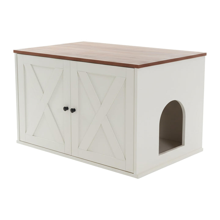 Relaxdays Katzenschrank f. Katzentoilette, Separate Trennwand, Eingang, Katzenklo verstecken, HBT 50