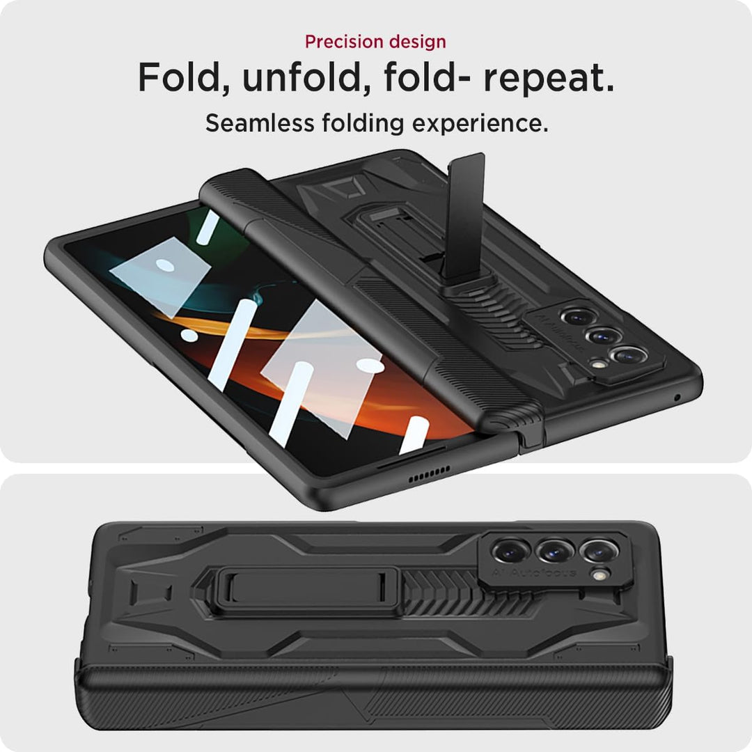 Miimall Schutzhülle Kompatibel mit Samsung Galaxy Z Fold 2 Hülle mit Ständer, Robust PC Handyhülle m