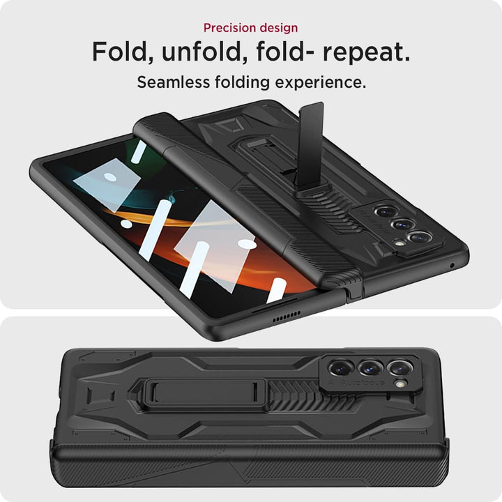 Miimall Schutzhülle Kompatibel mit Samsung Galaxy Z Fold 2 Hülle mit Ständer, Robust PC Handyhülle m