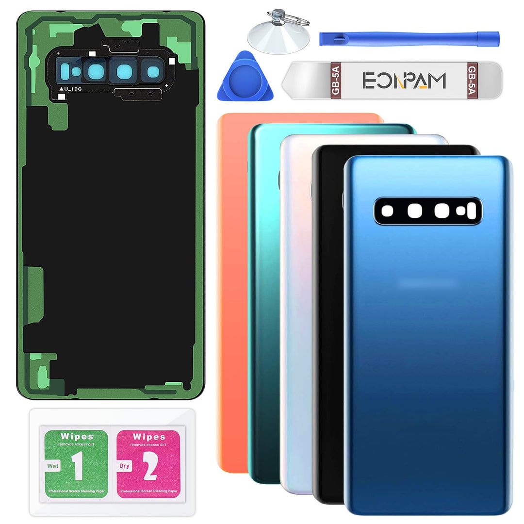 Eonpam Akkudeckel für Samsung Galaxy S10+ Plus G975 Rückseite Glas Backcover Ersatz Reparatur Set mi
