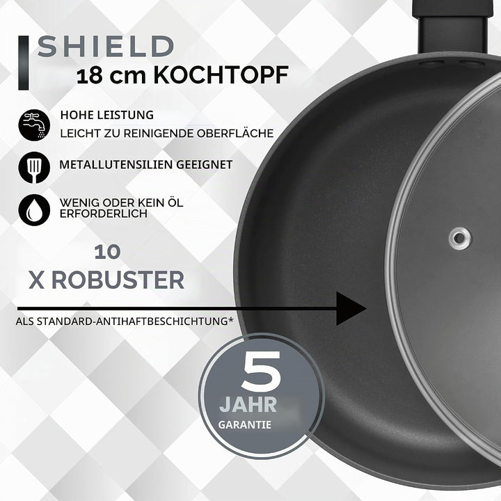 Russell Hobbs RH02840EU7 18cm Non-Stick Saucepan – Induction Pan, Tempered Glass Lid & Steam Vent, H