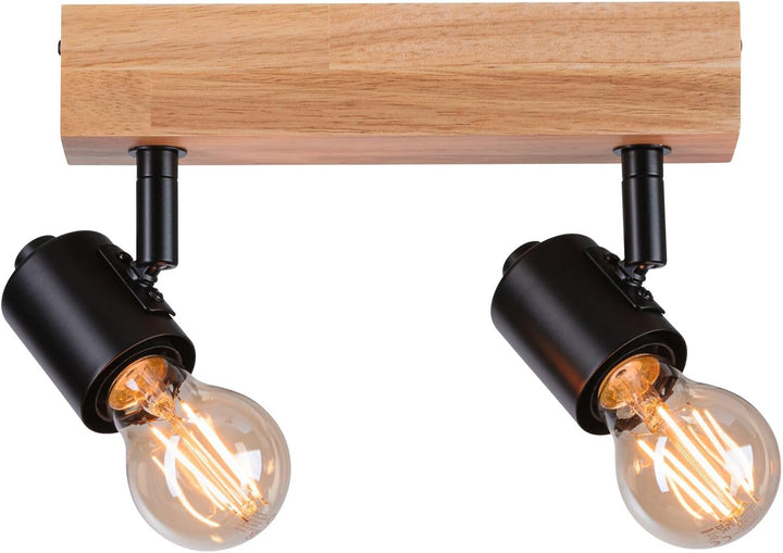 Paulmann 66771 Strahler Arvid 2-flammig max. 2x20 Watt Deckenleuchte Schwarz/Holz Spot Metall E27 2e