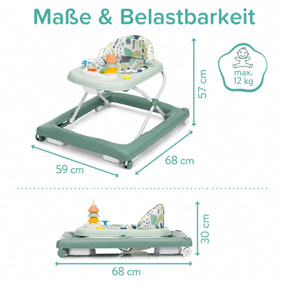 Fillikid Lauflerngerät höhenverstellbar 3-fach mit Sicherheitsstopper | 4 Rollen, ergonomischer Sitz