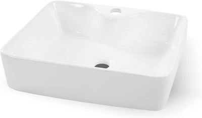 VBChome Badmöbel 50 cm Weiss Aufsatzwaschbecken mit Hahnloch 41x31 cm Aufsatzwaschtisch mit Waschbec