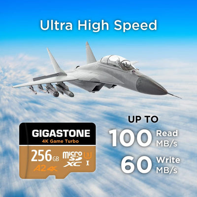 Gigastone 4K Game Turbo 256GB MicroSDXC Speicherkarte und SD Adapter mit A2 App-Leistung bis zu 100/