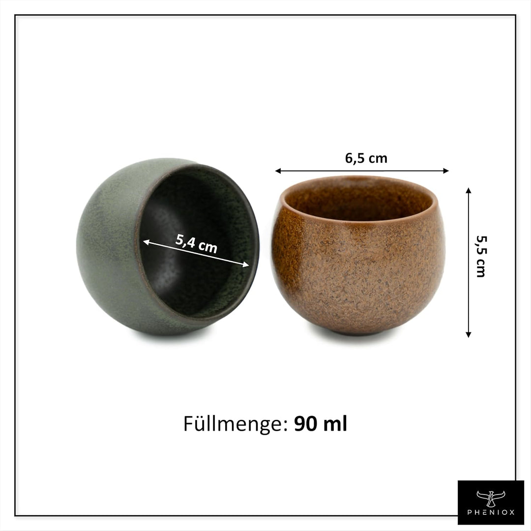 Pheniox Espressotassen Set Timeout | 5 x 90 ml - hochwertige Tassen aus Steingut | Espresso Tassen S