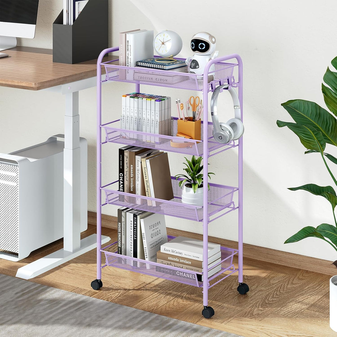 Urackify 4-stöckiger Rollwagen, Multifunktionaler mobiler Küchenwagen für Bad, Küche & Waschküche. R