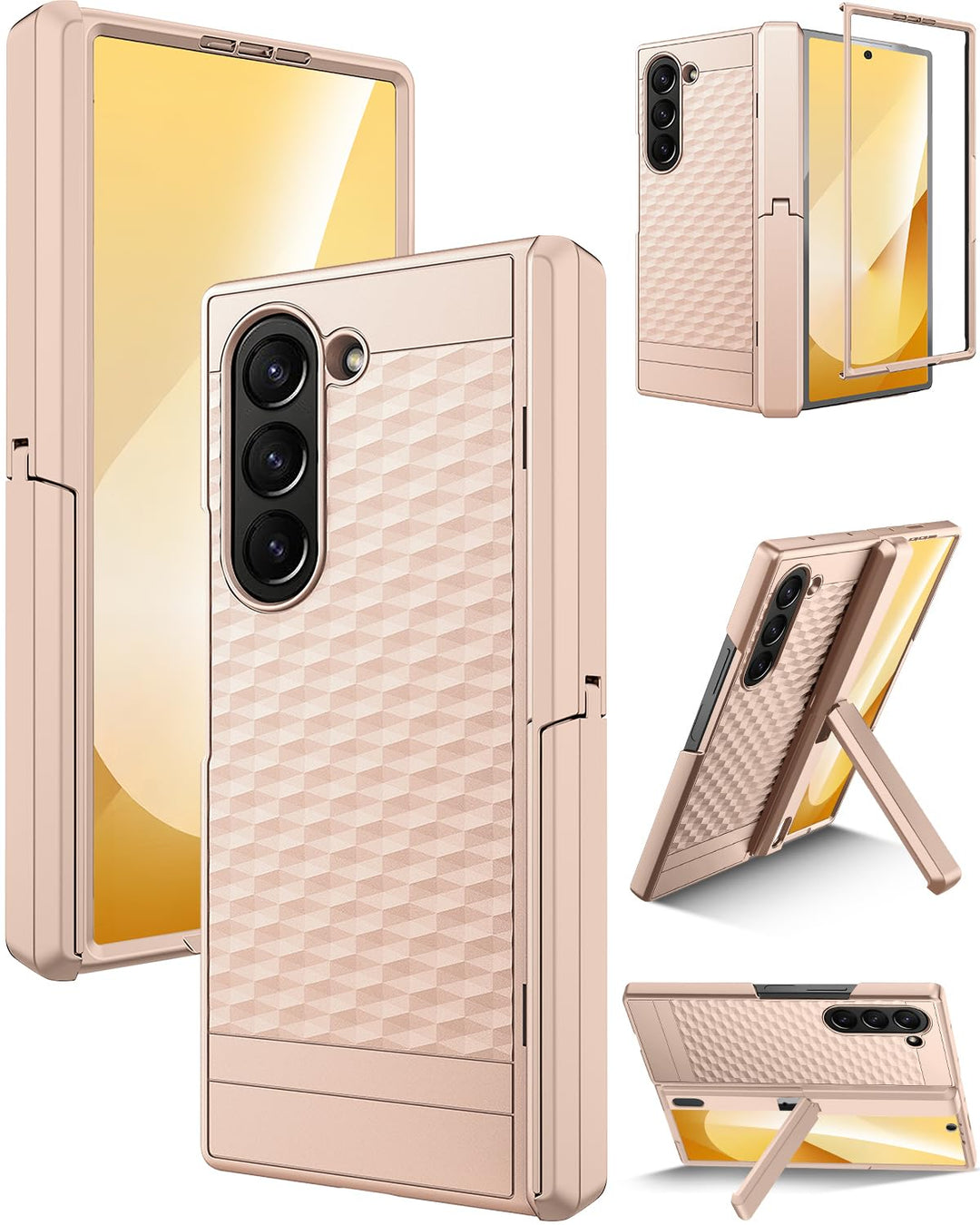 Miimall Kompatibel mit Samsung Galaxy Z Fold 6 Hülle mit Scharnierschutz+Ständer+Displayschutz, [rut