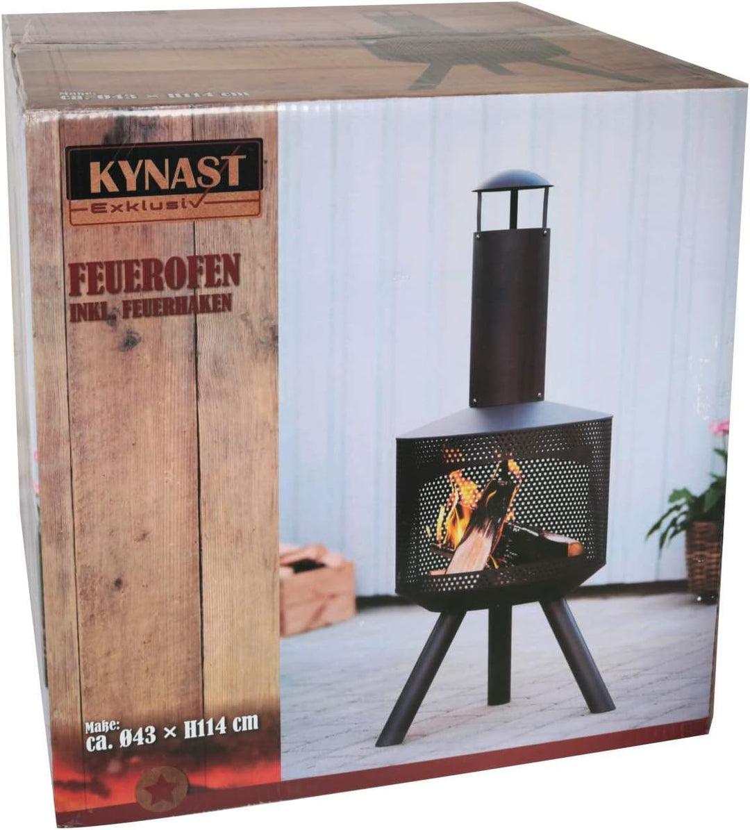 Kynast Feuerofen Feuerschale aus Stahl schwarz 43 x 114 cm mit Schürhaken, 613-401308