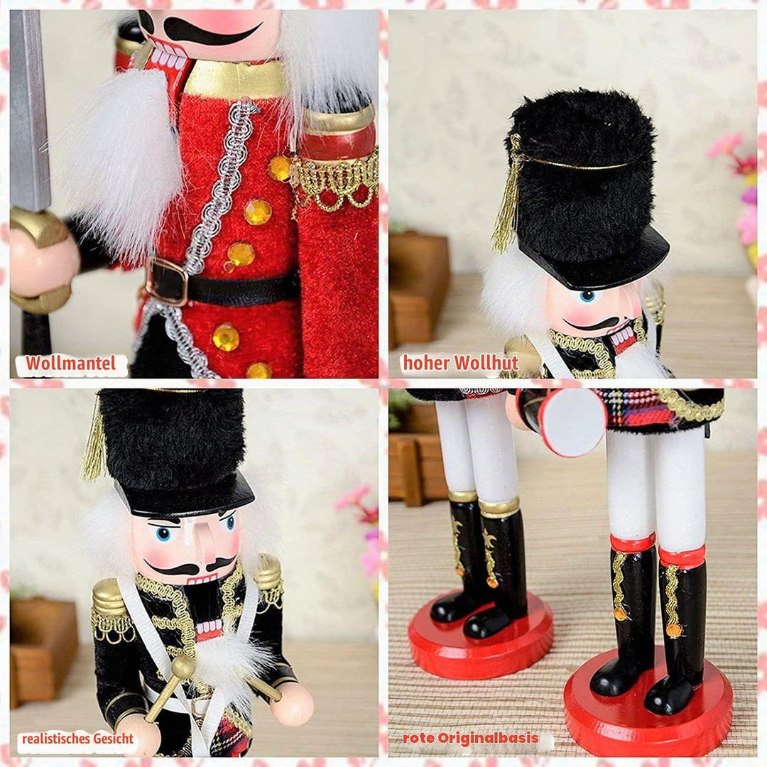 KAHEIGN 2Pcs Nussknacker Figuren Holz Nussknacker Soldaten, 30cm Traditionelle Weihnachten Nussknack