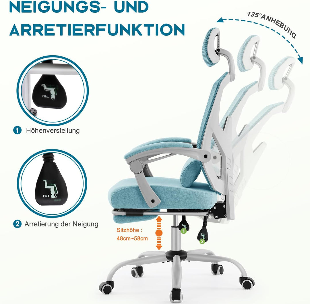 DUMOS Bürostuhl Ergonomisch EIN Schreibtischstuhl mit Komfortarmlehnen Ausgestattet mit Einer Bequem